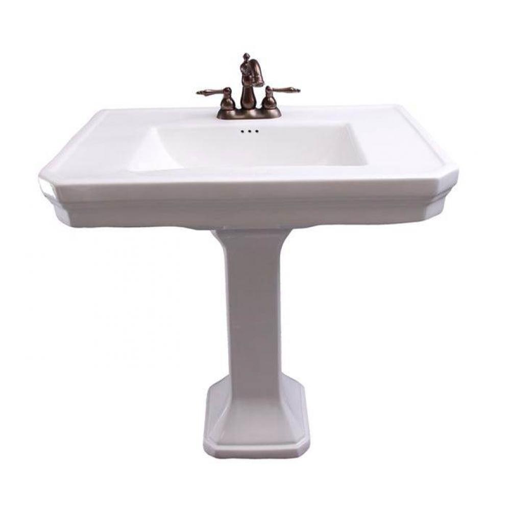 Corbin Rectangular PedestalLavatory, White-1 hole