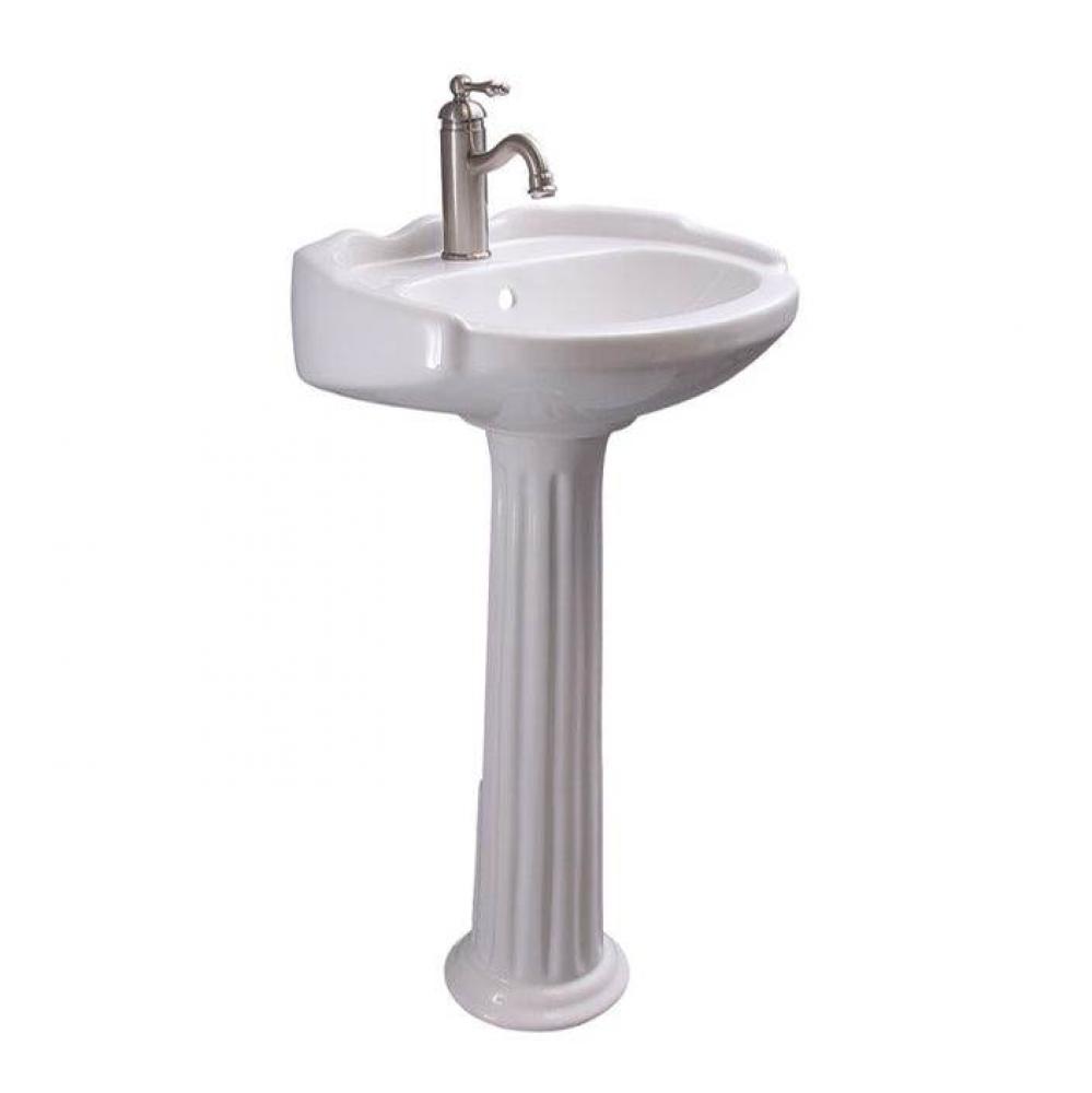 Silvi 20&apos;&apos; Pedestal Lavatory1 Faucet Hole,White