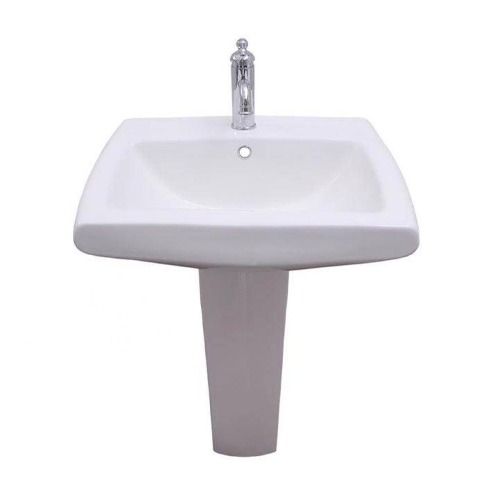 Ambrose Pedestal with 1 HoleOverflow, White