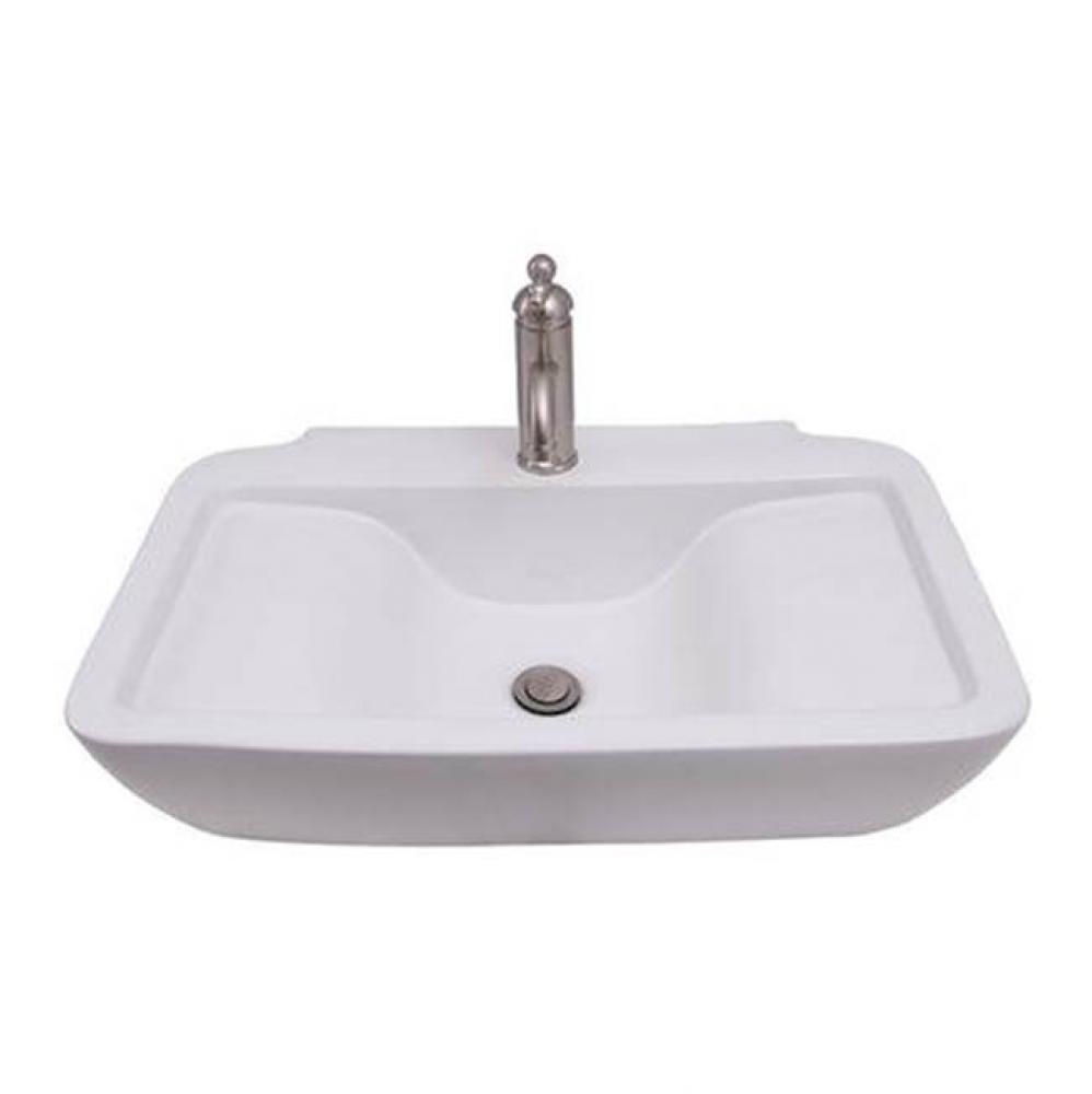 Leeds 25&apos;&apos; Rect Wall Hung Basin6&apos;&apos; Centerset,White