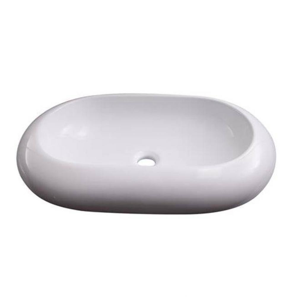 Holten Above Counter Basin25&apos;&apos;, Oval, No Faucet Holes,WH