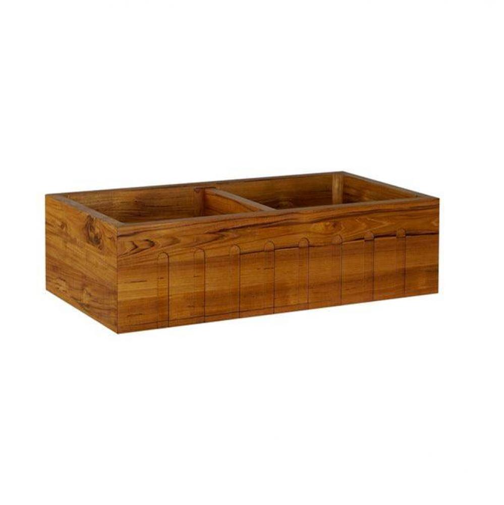 Biscay 36&apos;&apos; Double Bowl Farm Sink,Fluted Front, Teak