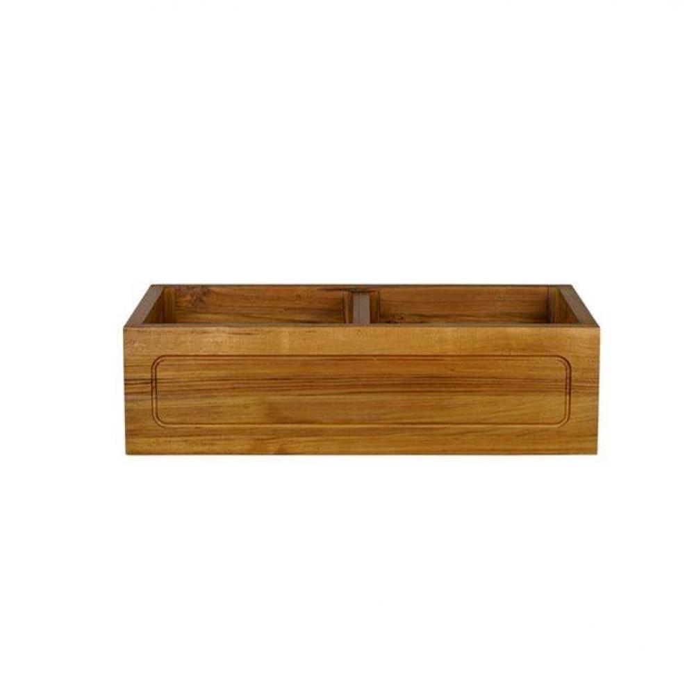 Kolea 36&apos;&apos; Double Bowl Farm Sink,Frame Front, Teak