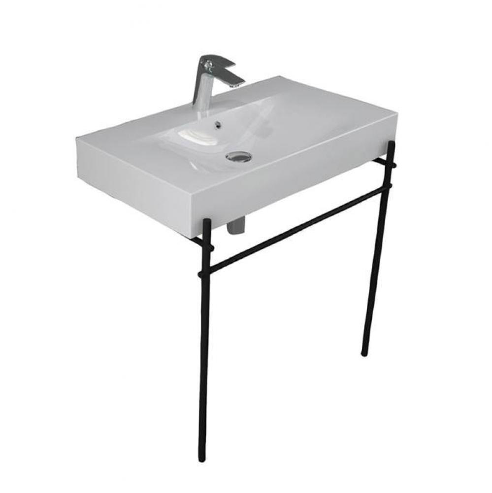 Des 810 Basin 8&apos;&apos; Widespred WH, with brass stand, Matte Black