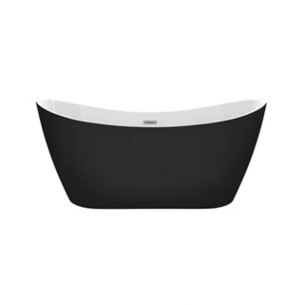 Nairobi 67&apos;&apos;AC Tub Matte Black W/Internal Drain &amp; OF Chrome