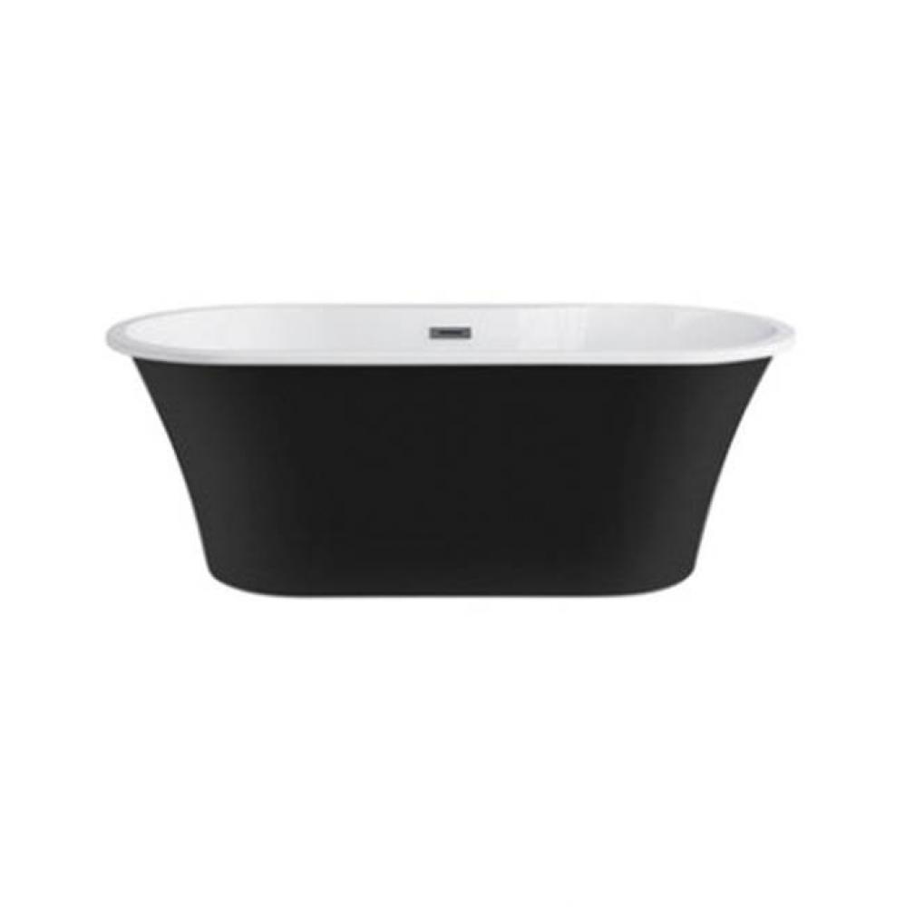 Nouri 66&apos;&apos; AC Tub Matt Black W/ Internal Drain &amp; OF Chrome