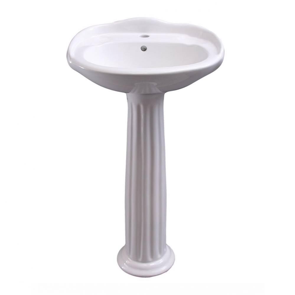 Arianne 19&apos;&apos; Basin Only with1-Faucet Hole,W/ Overflow,WH