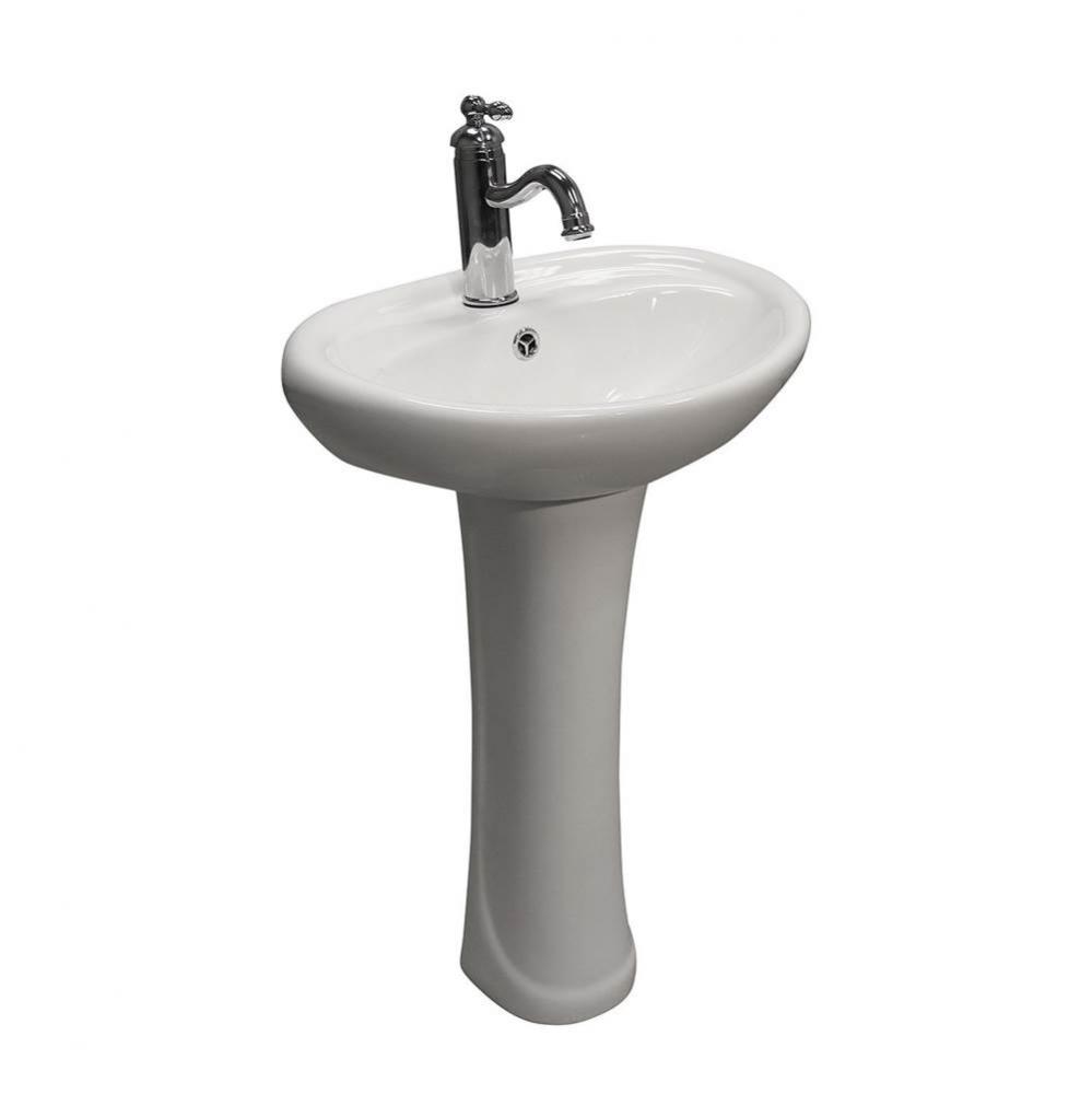 Ashley Basin Only with 1 Faucet Hole, Overflow, White