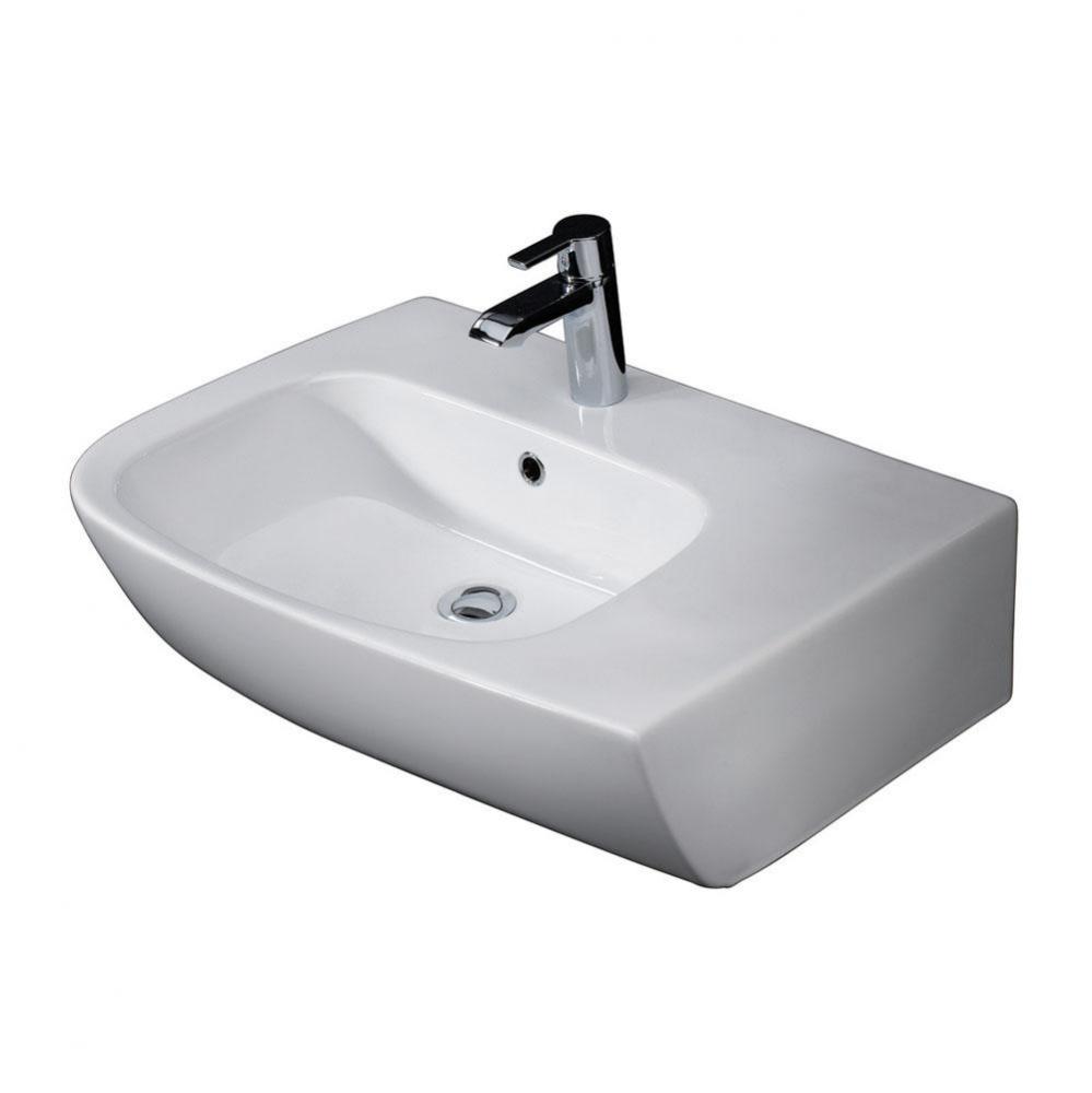 Elena 25&apos;&apos; Above Counter BasinDeck on Right, 1 Hole, White