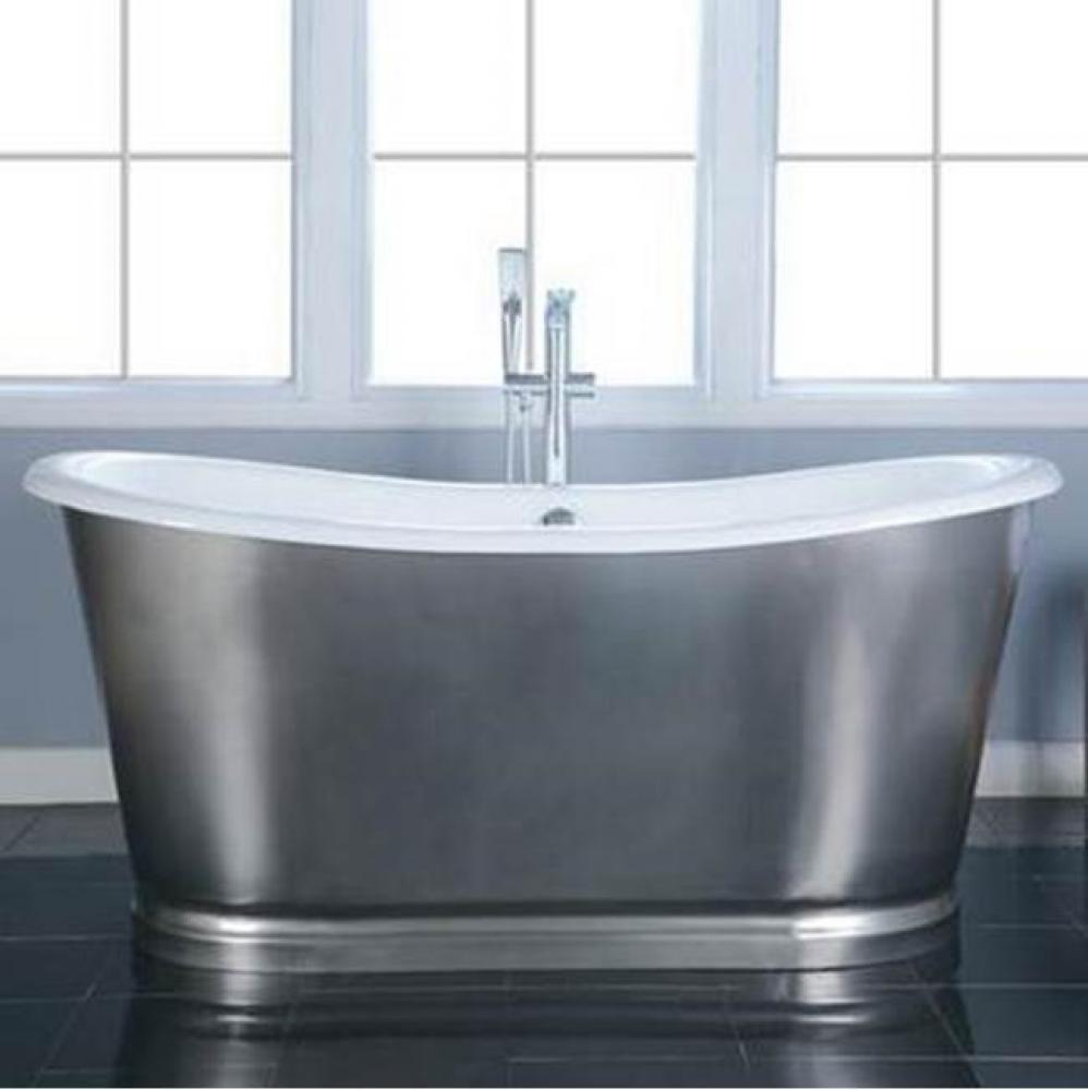 Josephine 66&apos;&apos; CI Bateau Tub,Brushed Stainless Steel Tub