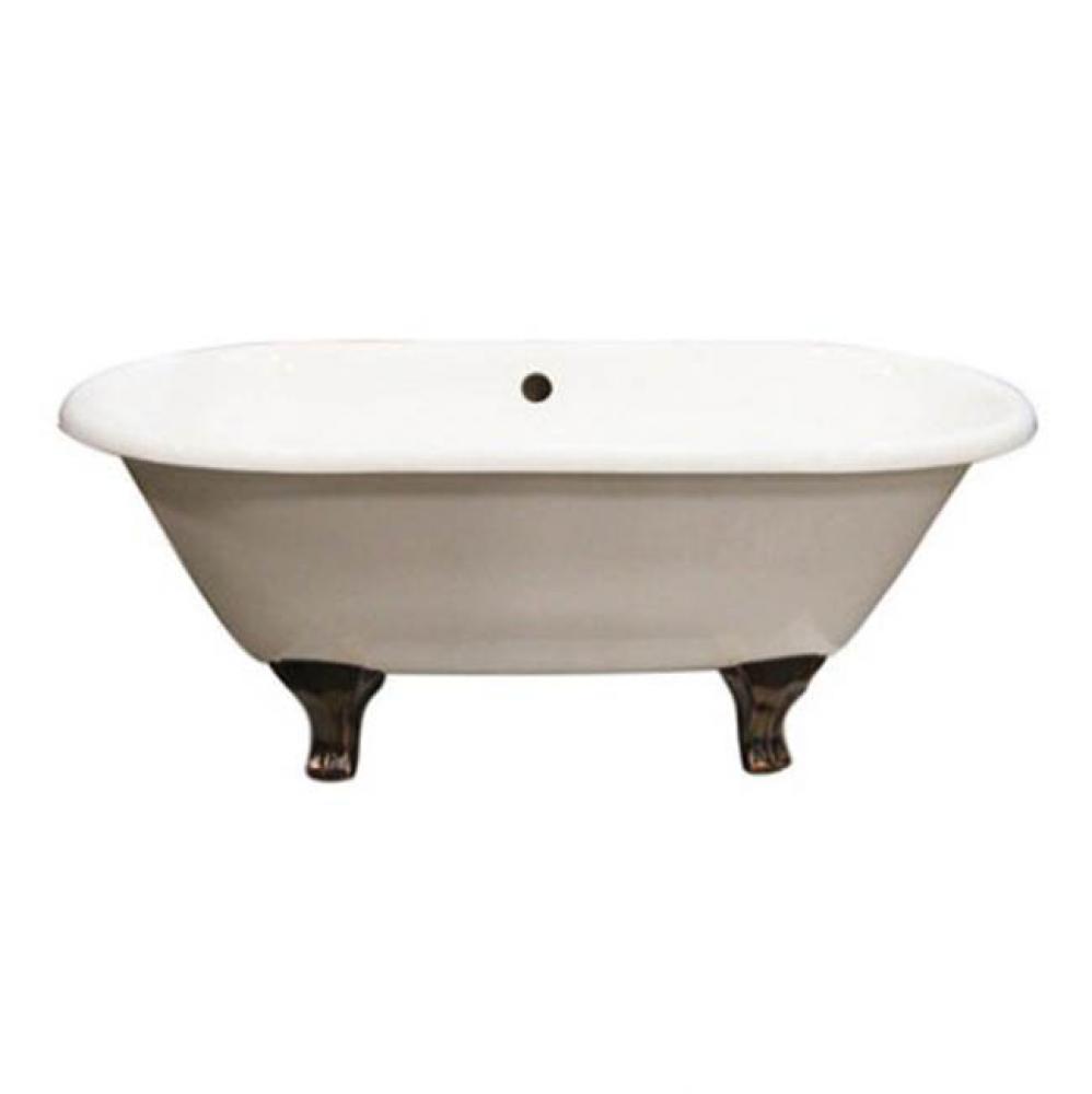 Columbia 61&apos;&apos;Ci Dbl Roll Tub Wh No Holes, Pn Jewel Feet