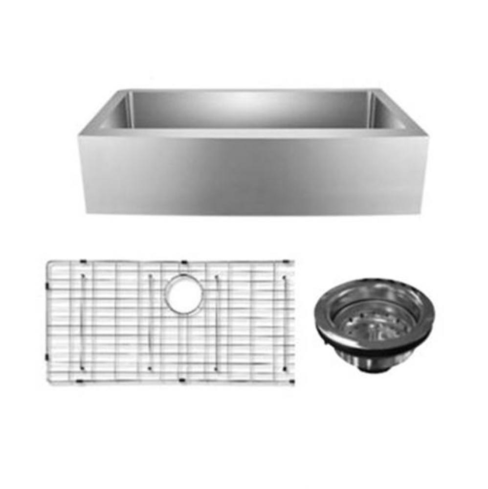 Amanda 33&apos;&apos; GOLD SS Curved Sink w/GOLD Wiregrid &amp; Strainer