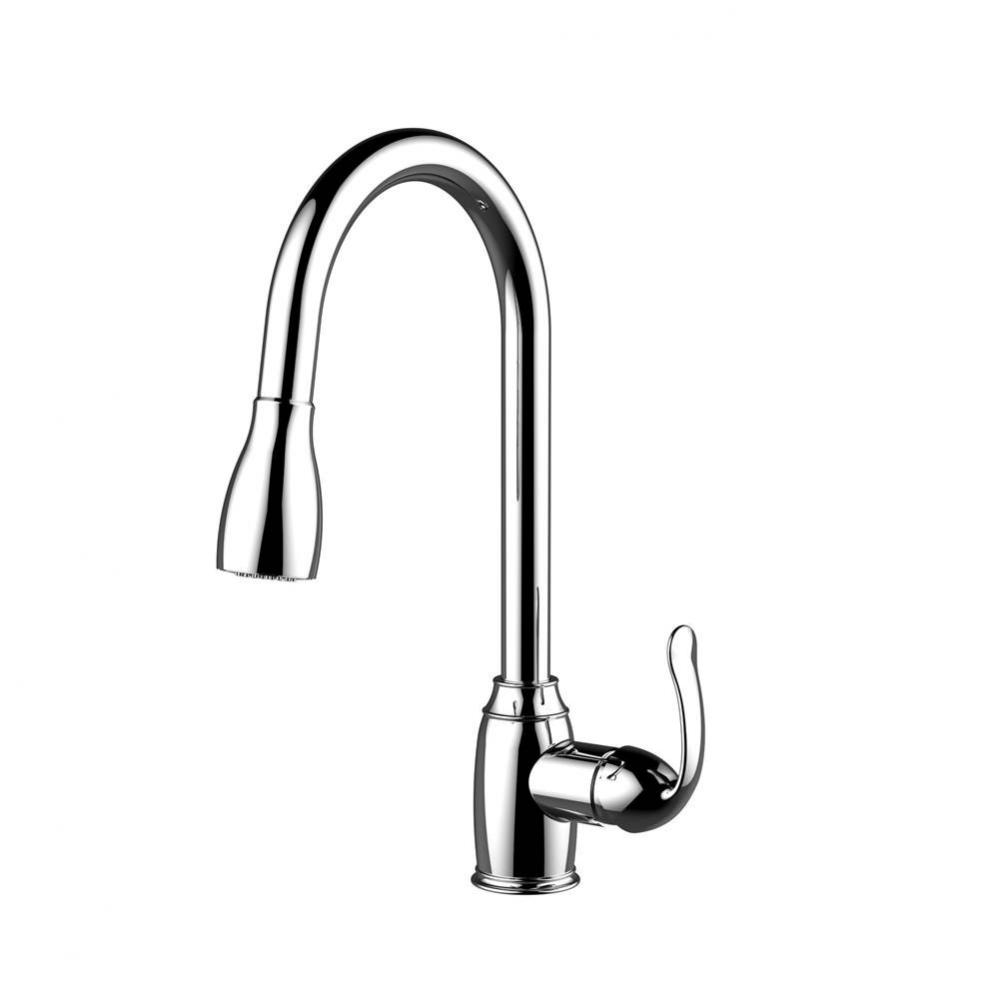 Bistro Kitchen Faucet,Pull-Out Spray, Metal Lever Handles, CP