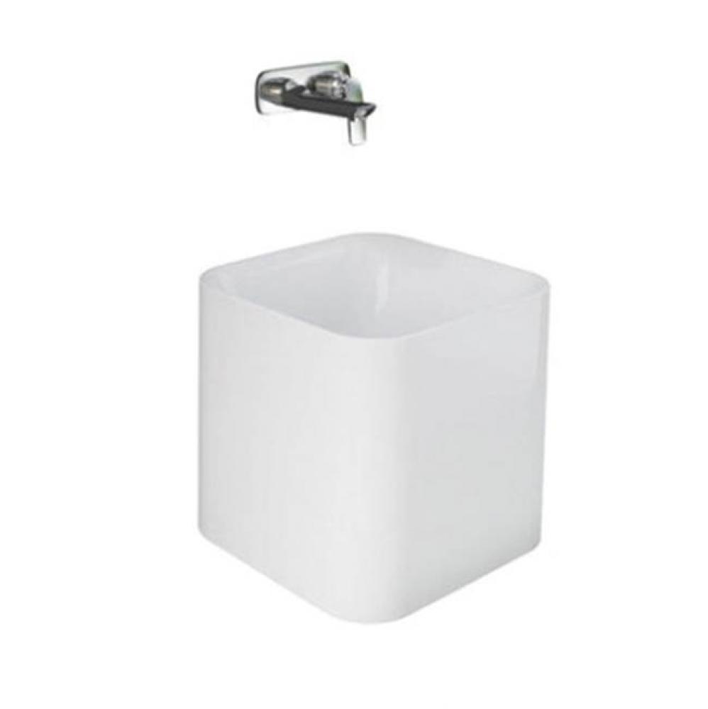 Petite 14&apos;&apos; Square Vessel, No faucet holes, White