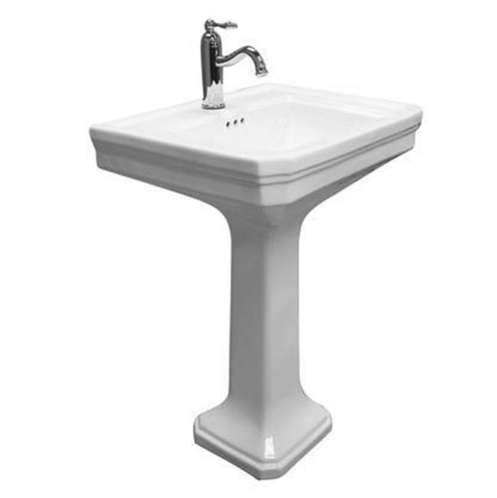 Drew 610 Pedestal 4&apos;&apos;cc FaucetHole, Overflow, White