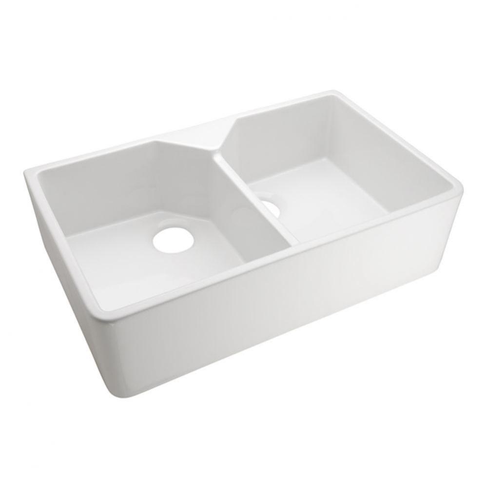 Jolie 31.5&apos;&apos; Double Bowl Farmer Sink, One-Hole, White