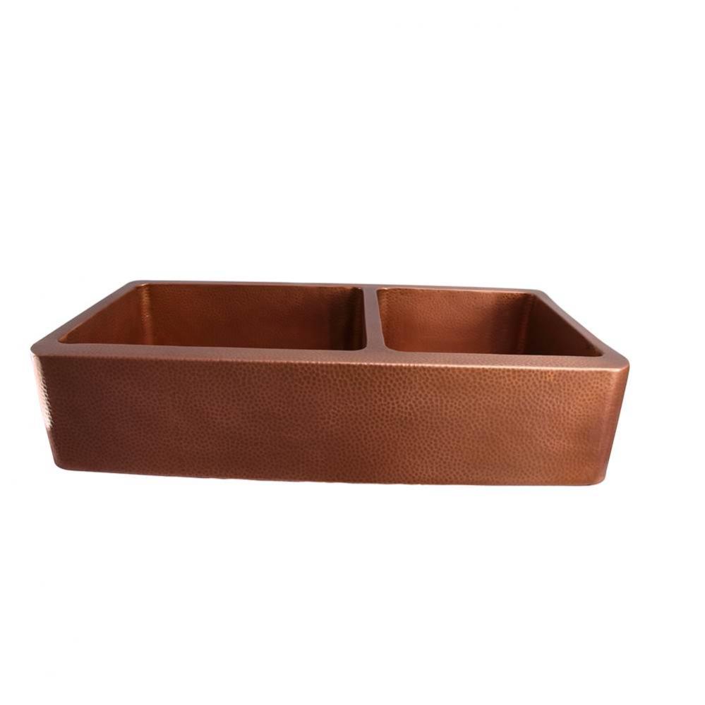 Pandan 42&apos;&apos; Dbl Bowl Farm Sink 60/40 Hammered Antique Copper