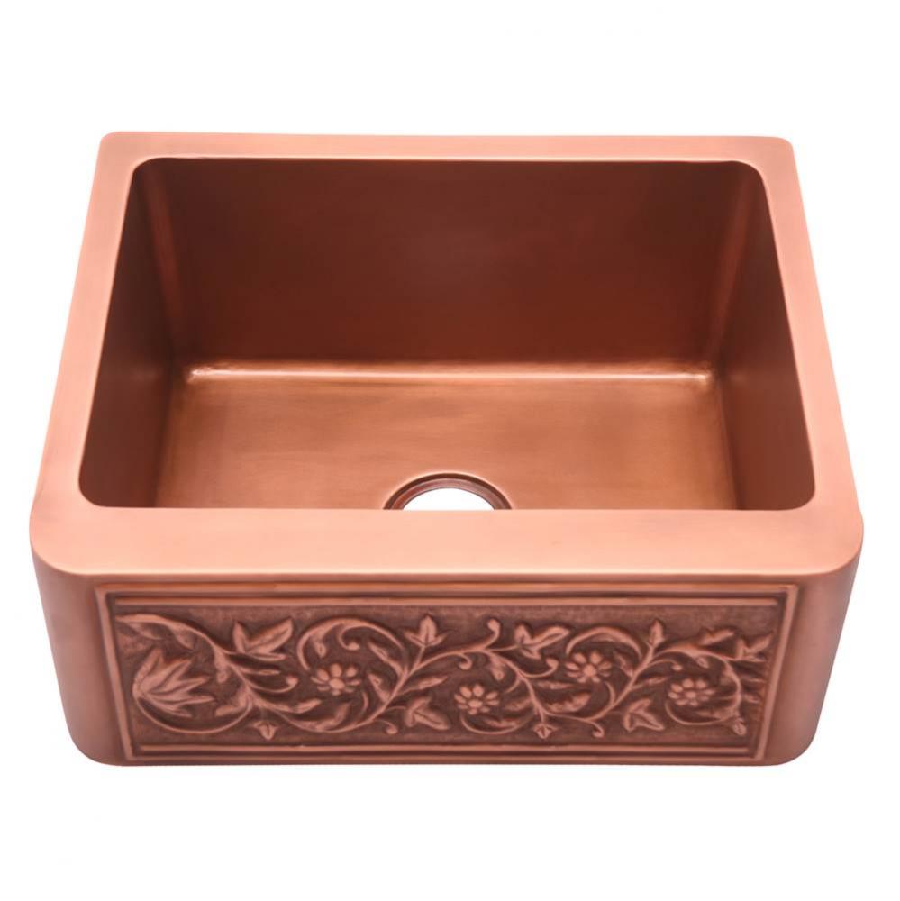 Cilantro 25&apos;&apos; Embossed Single Bwl Copper Apron Front Sink-SAC