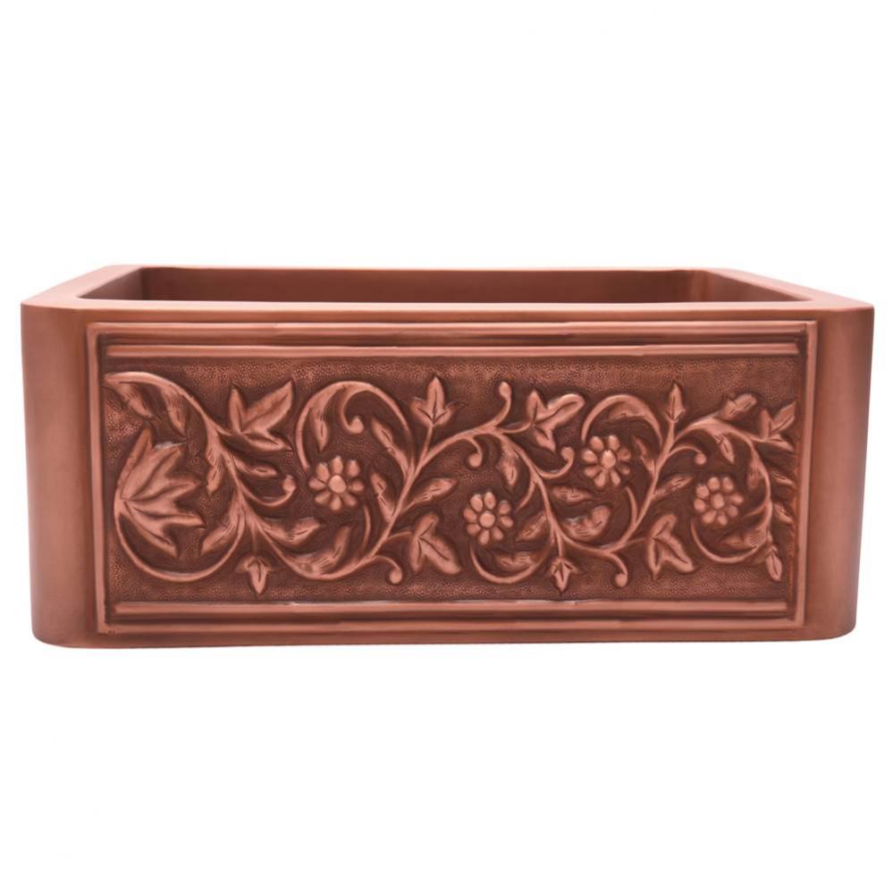 Cilantro 36&apos;&apos; Embossed Single Bowl Copper Apron Front Sink-SAC