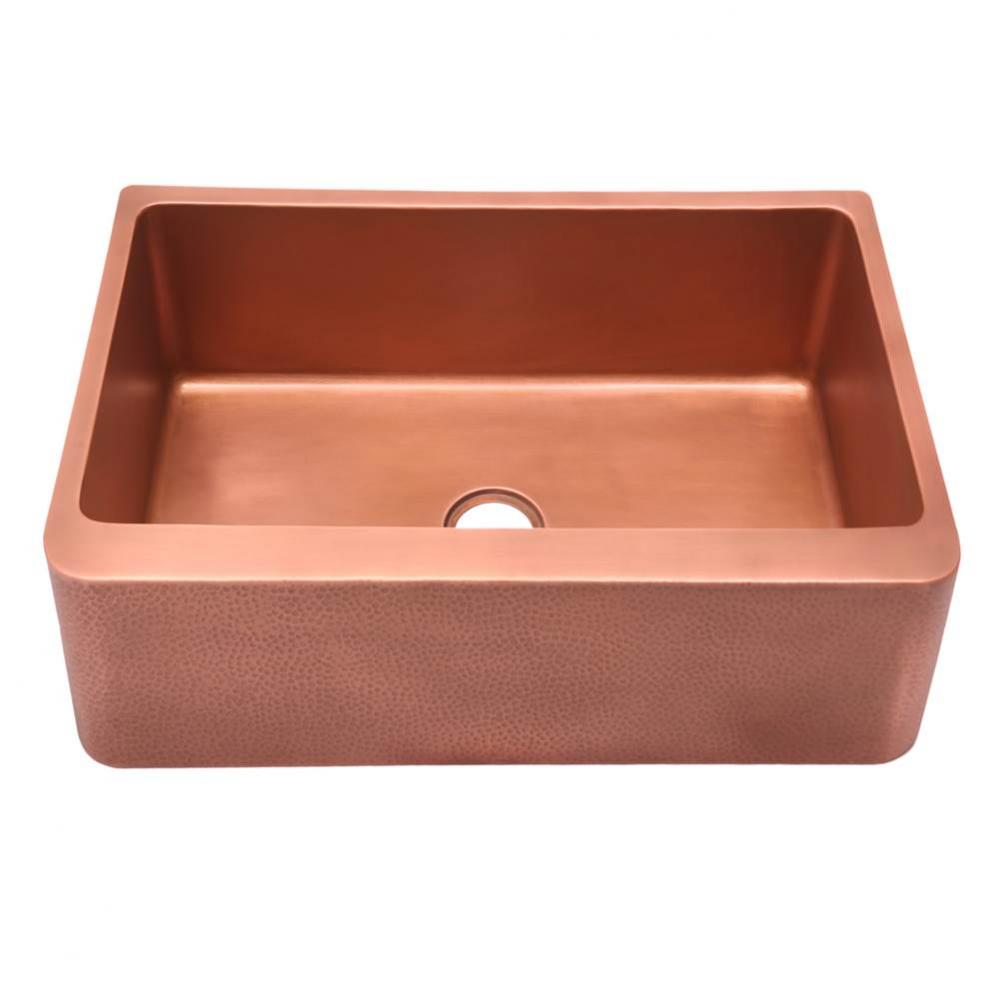 Barroca 30&apos;&apos; Copper Apron Front Sink w Ham Exterior, Smooth Int-AC