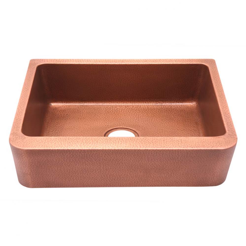 Avena 36&apos;&apos; Hammered Single Bow Copper Apron Front Sink-AC