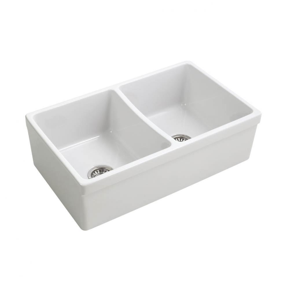 Lettie 33&apos;&apos; Double Bowl Farmer Sink, White