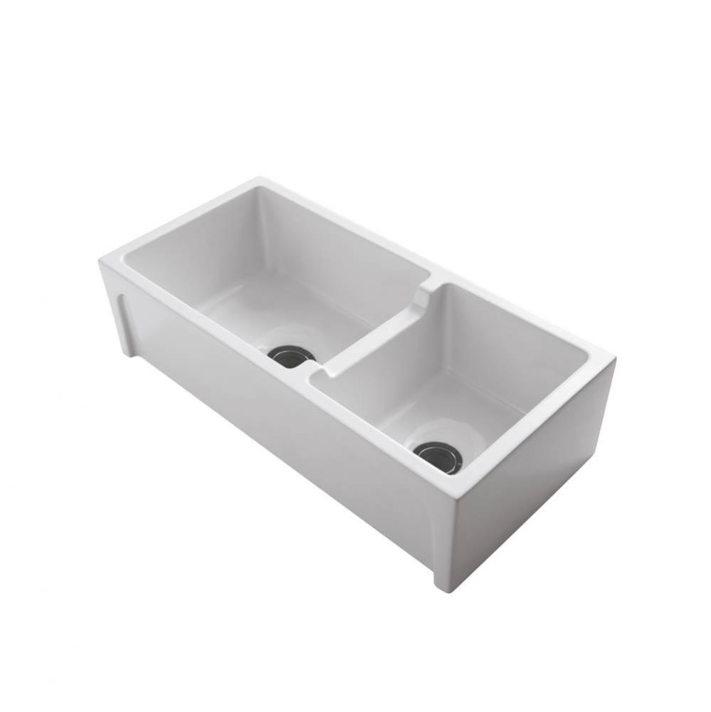 Millwood 36&apos;&apos; DBL Bowl Fire Clay, Apron Front Sink , WH