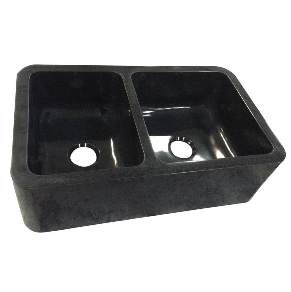 Aubrey 36&apos;&apos; Polished Granite Offset Dbl Bwl FarmerSink GPBL