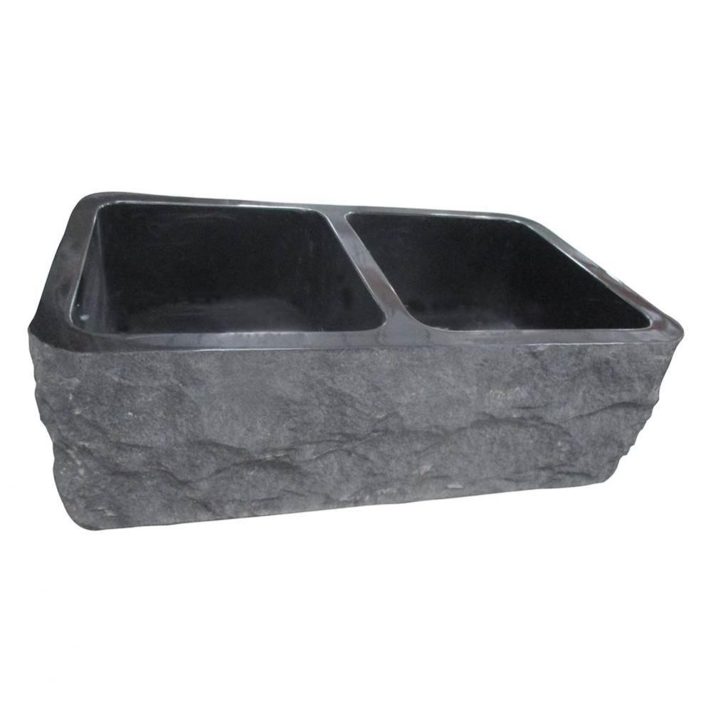 Bowdon 36&apos;&apos; Granite Dbl BowlFarmer Sink,Chiseled Frnt GPBL