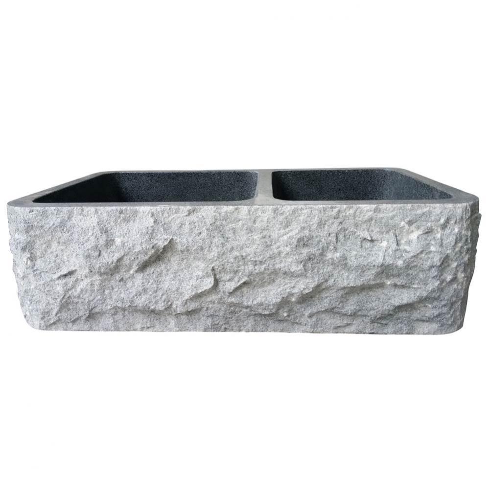 Brandi 33&apos;&apos; Granite Dbl Bowl Apron Front Sink,Chiseled Frnt GPBG