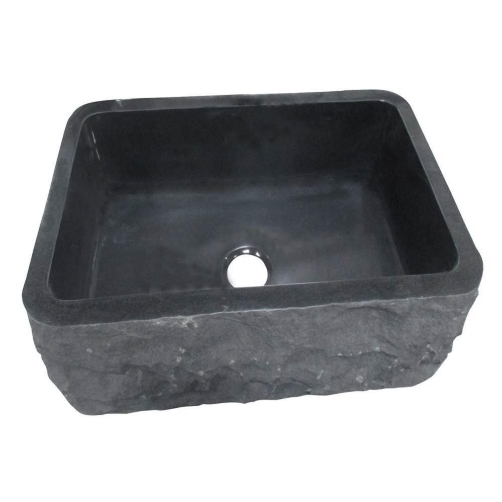 Birgitta24&apos;&apos; Granite Single Bl FarmerSink Chiseled Frnt GPBL