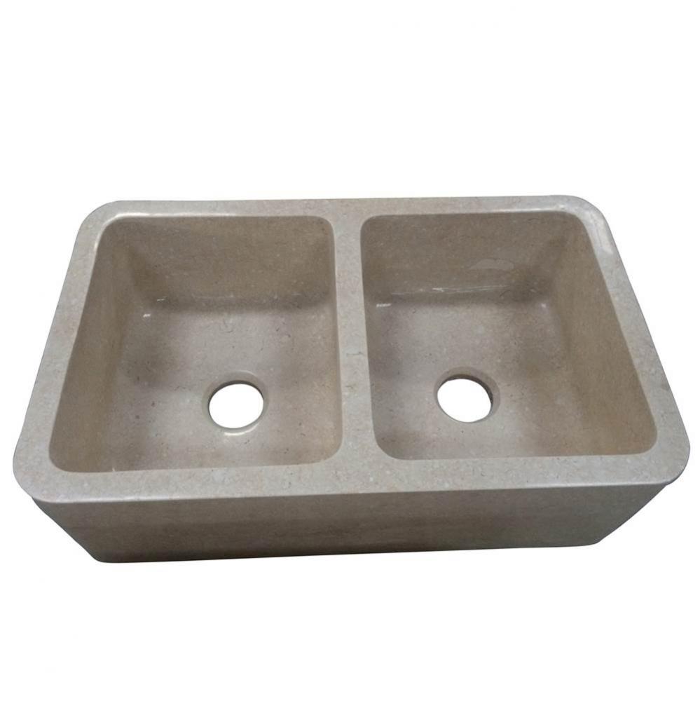 Chicot 33&apos;&apos; Double Bowl Marble Apron Front Sink, MPGA