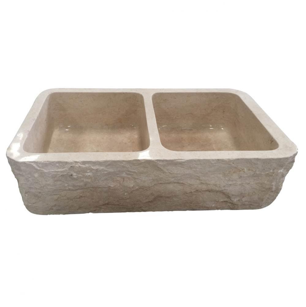 Rushmore Db Bowl Marble Farme Sink w/Chiseled Apron MPGA,33&apos;&apos;