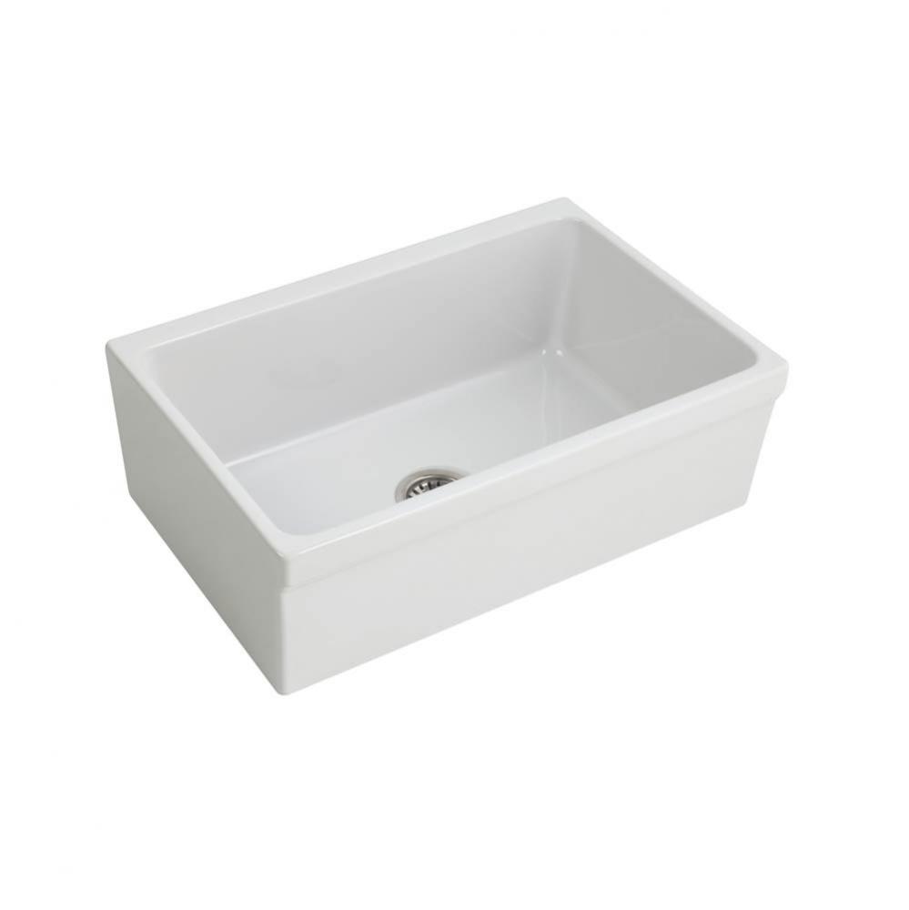 Gannon 30&apos;&apos; Single Bowl Fireclay Apron Front Sink-White