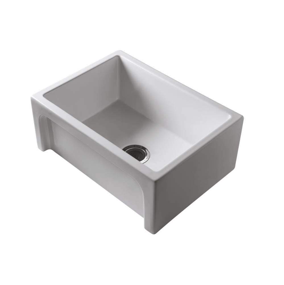 Carmon 24&apos;&apos; Single Bowl Fire Clay Apron Front Sink, White