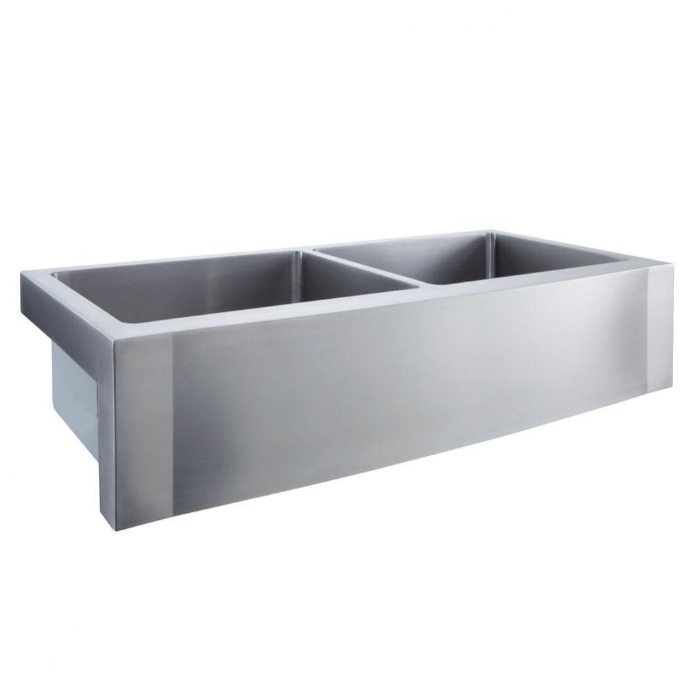 Dominic 42&apos;&apos; Stainless Steel Dbl Bowl Bevelled Apron Front Sink