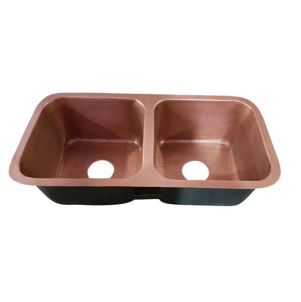 Severn 35&apos;&apos; Copper Dbl Bowl Undermount Kitchen Sink, AC