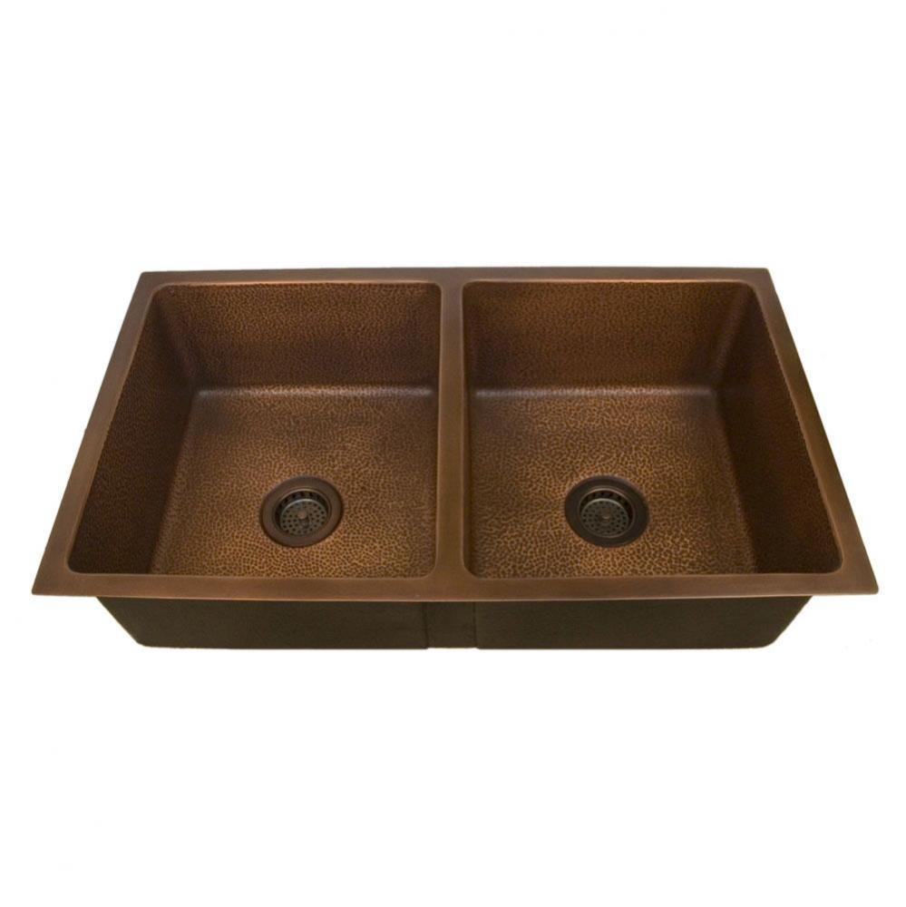 Seward 36&apos;&apos; Copper Dbl BowlUndermount Kitchen Sink, AC