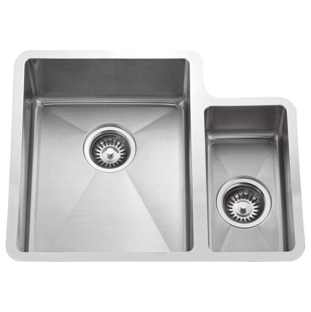 Fennel 24&apos;&apos; Double Bowl 70/30 Kitchen Sink, Stainless Steel