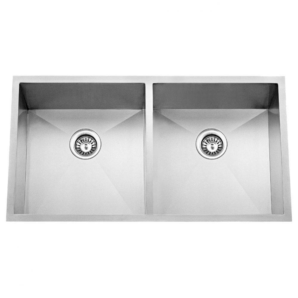 Lana 37&apos;&apos; SS 50/50 Double Bowl Undermount Sink