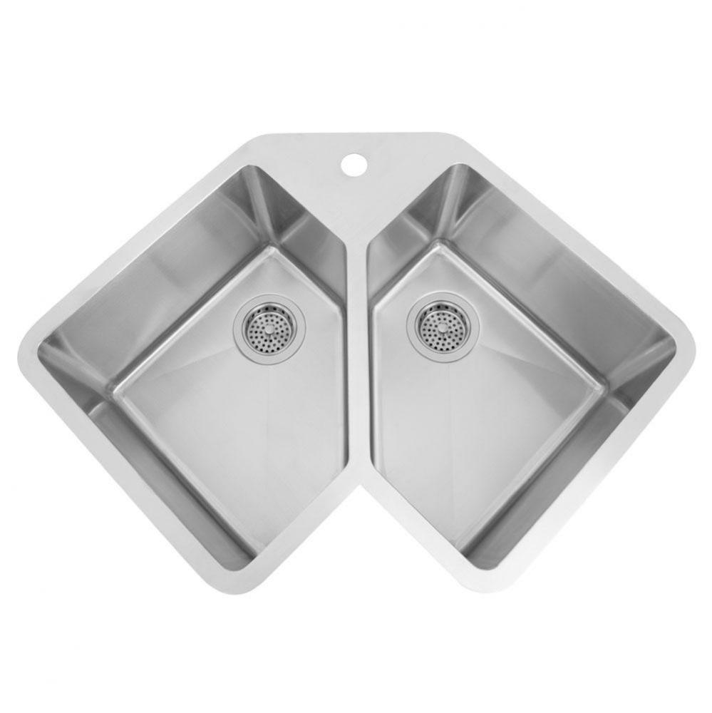 Montague 33&apos;&apos; SS Double Bowl Corner Undermount Sink