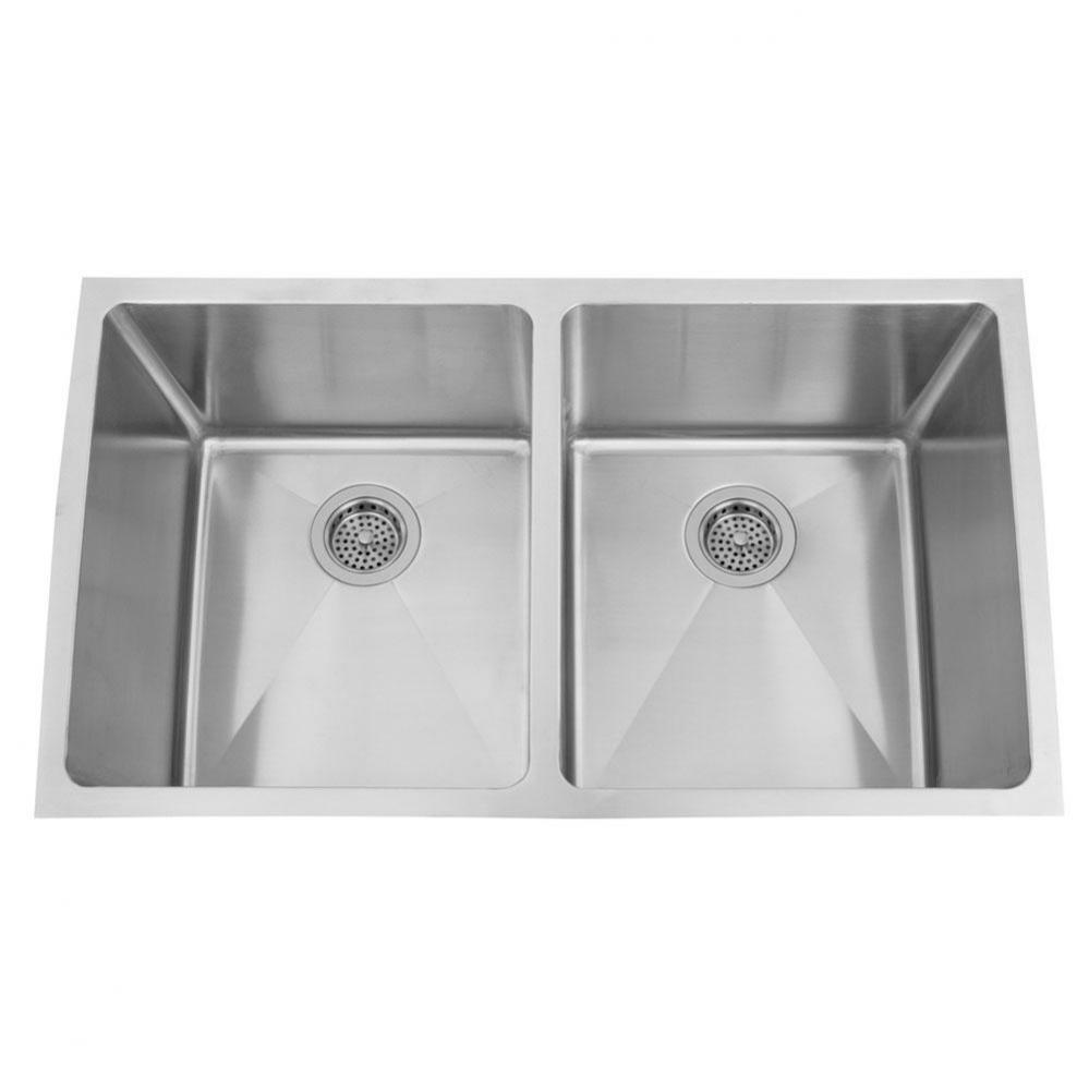 Geraldine 32&apos;&apos; SS Deep 50/50 Double Bowl Undermount Sink