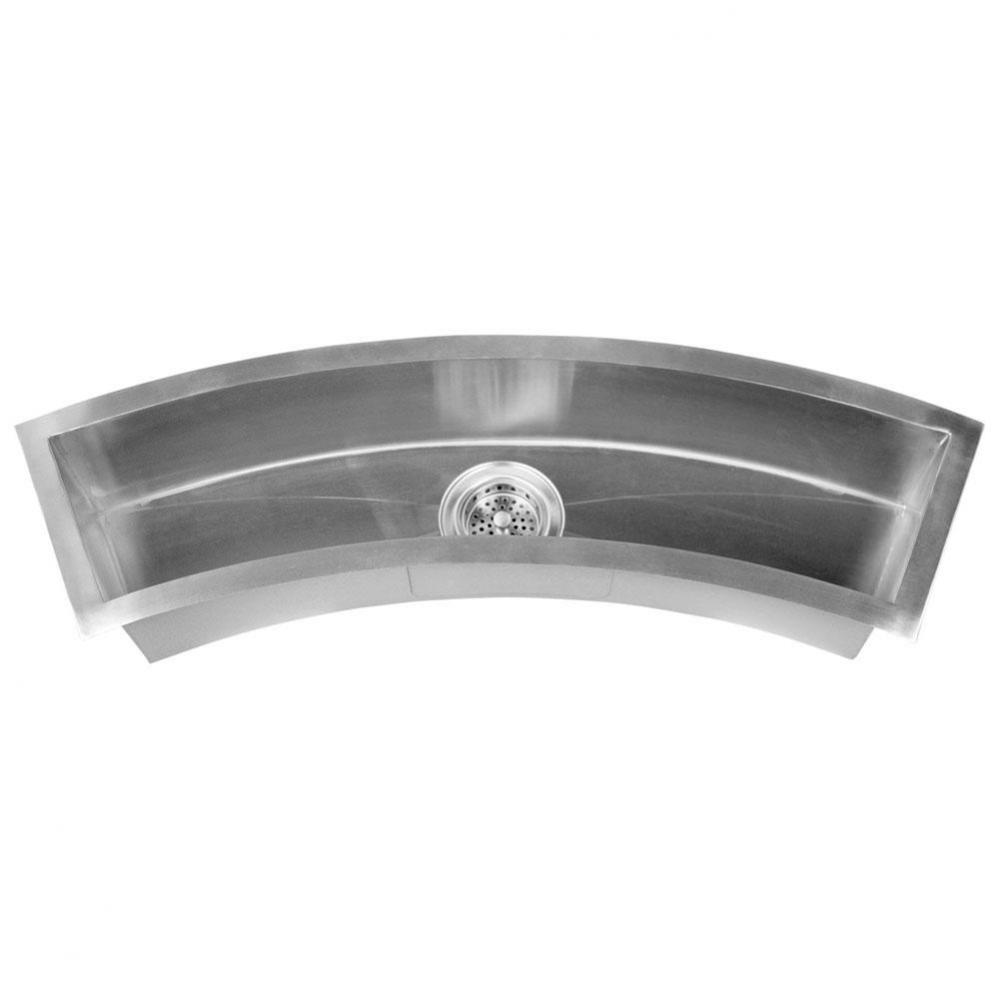 Wolcott 33&apos;&apos; Zero Radius SSCurved Trough Sink, 16 Gauge