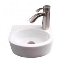 Barclay 4-9160WH - Cadiz Wall Hung Basin 12'',Circle, 1 Faucet Hole, White