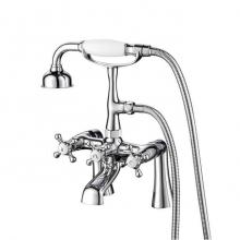 Barclay 4608-MC-CP - Deck Mount Filler w/HandShower 6''Straight Bdy,Cross Hndl,CP