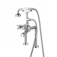 Barclay 4609-MC-CP - Deck Mount Filler w/HandShower 6''Straight Bdy,Cross Hndl,CP