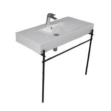 Barclay 621WH-MB - Des 1010 Basin 1-Hole WHITE, with brass stand, Matte Black