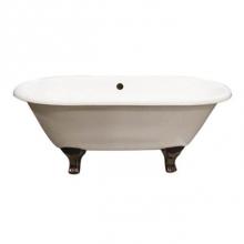 Barclay CTDRN61J-WH-ORB - Columbia 61''Ci Dbl Roll Tub Wh No Holes, Orb Jewel Feet