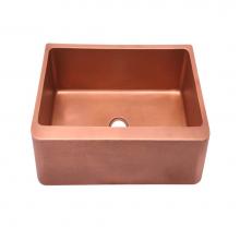 Barclay FSCSB3104-AC - Barroca 25'' Copper Apron Front Sink w Ham Exterior, Smooth Int-AC