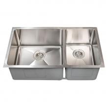 Barclay KSSDB2572-SS - Guilio 32'' SS 60/40 Offset Dbl Bowl Undermount Sink